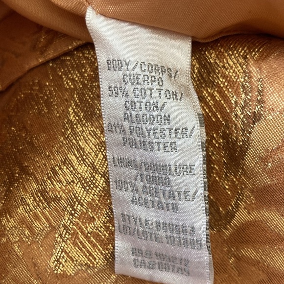 Theia Strapless Sheath Dress Gold Bronze Floral Size 4 - Picture 11 of 14